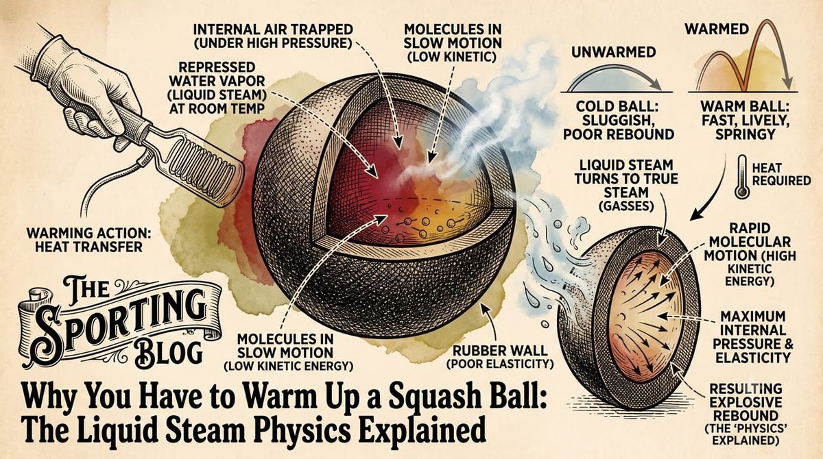 Why You Have to Warm Up a Squash Ball: The Liquid Steam Physics Explained