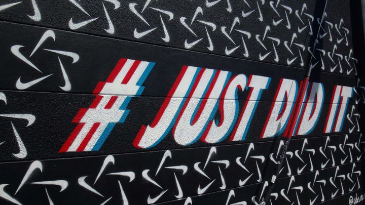 image of nike graffiti on a wall - #just did it