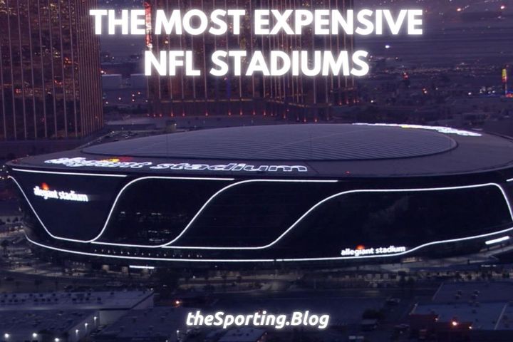 image of allegiant stadium with the words "the most expensive NFL stadiums"