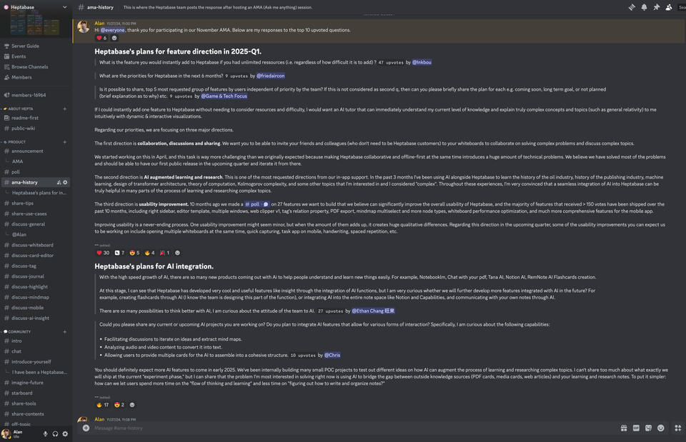 Heptabase November 2024 AMA