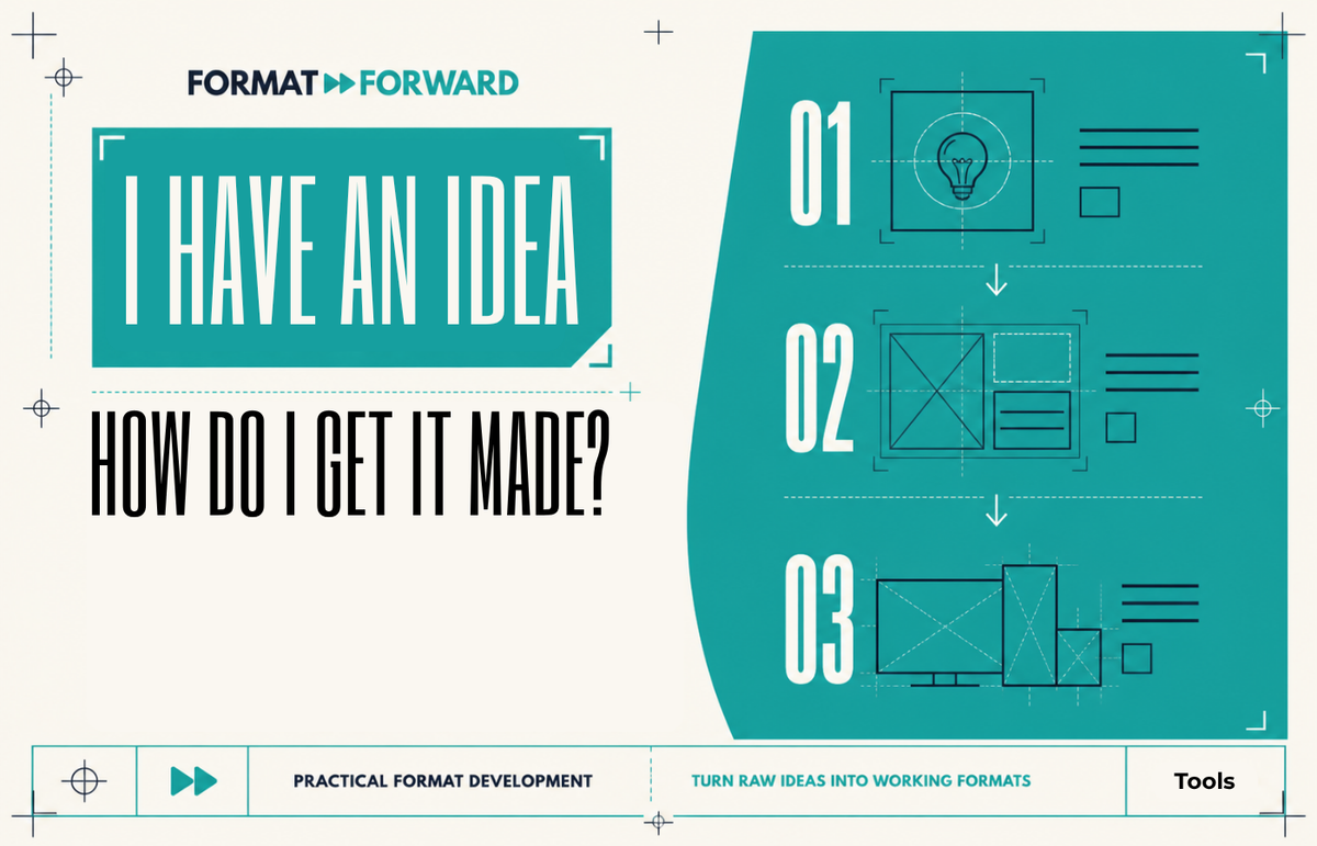 Format Forward title card reading I have an idea for a TV show, how do I get it made