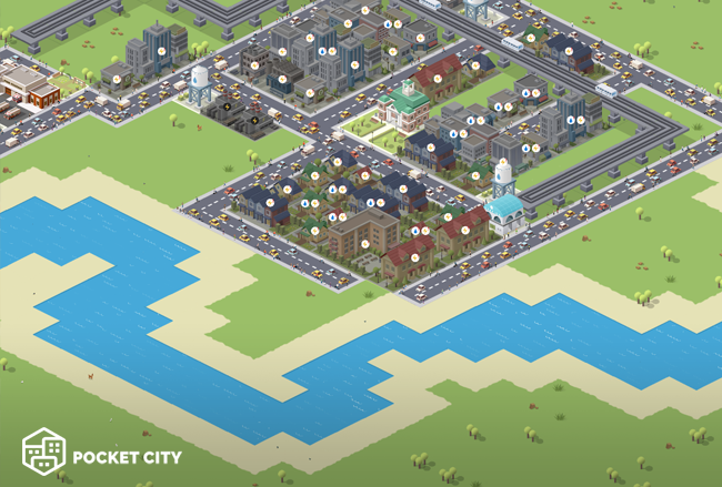 pocket city river water sand terrain