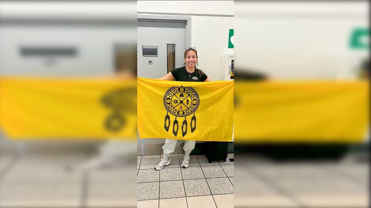 Emily Peltier represents Wiikwemkoong in Aotearoa
