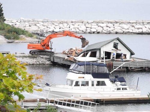 Meldrum Bay’s freight shed torn down to make room for new wharf
