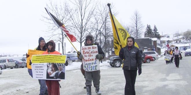 Demonstrators take to Little Current streets to free AIM activist Leonard Peltier