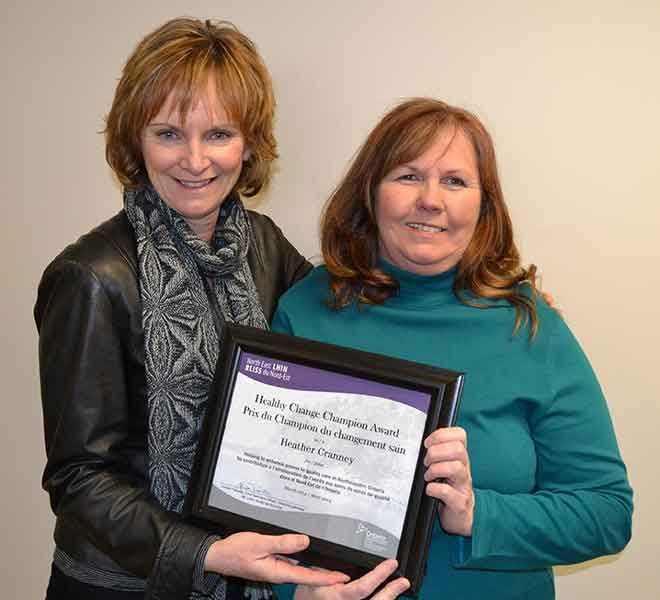 Heather Cranney of Canadian Red Cross named North East LHIN’s Healthy Change Champion