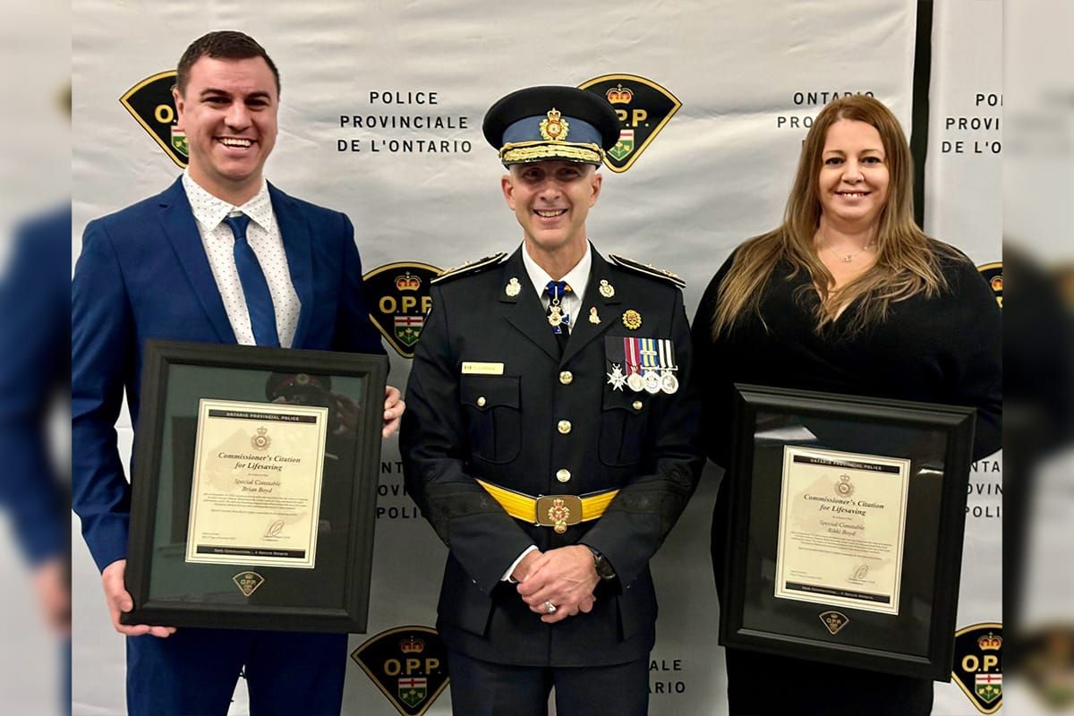 Brian and Rikki Boyd honoured with OPP Commissioner lifesaving award