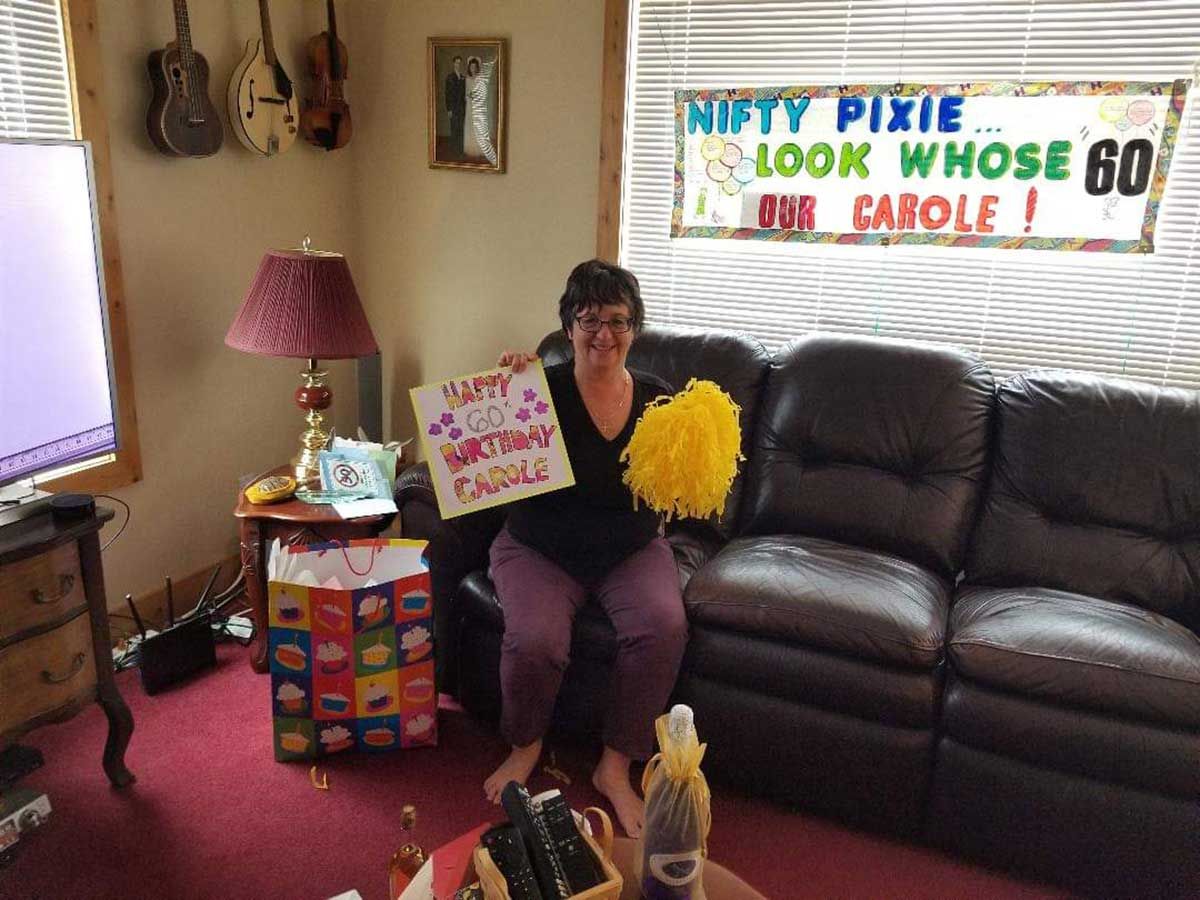 Festooned bras lighten the COVID-19 60th birthday burden