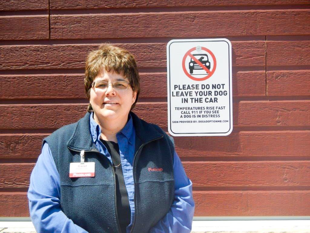 Signs at Island stores remind pet owners to keep dogs out of hot cars