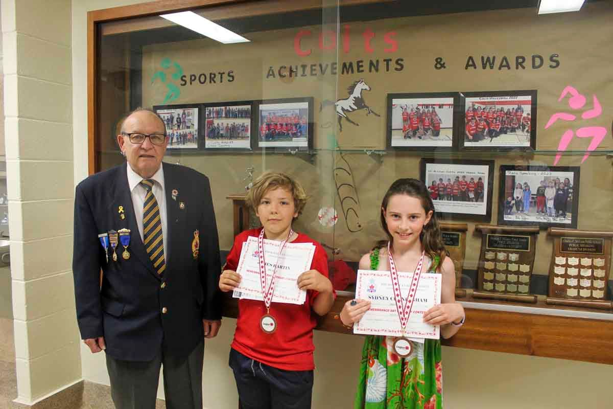 Charles C. McLean students presented with medals from Royal Canadian Legion