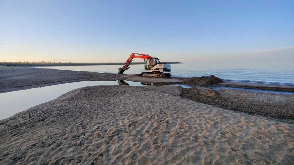 Dredging takes place on Mindemoya River to allow salmon to spawn
