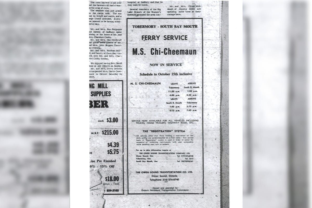 Memories of the first arrival of the Chi-Cheemaun ferry 50 years ago