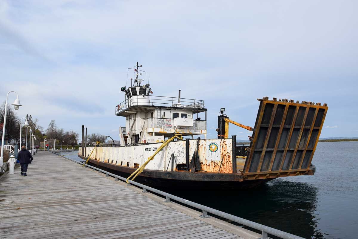 Late season visitor ties up on the Port of Little Current docks on way to Purvis docks