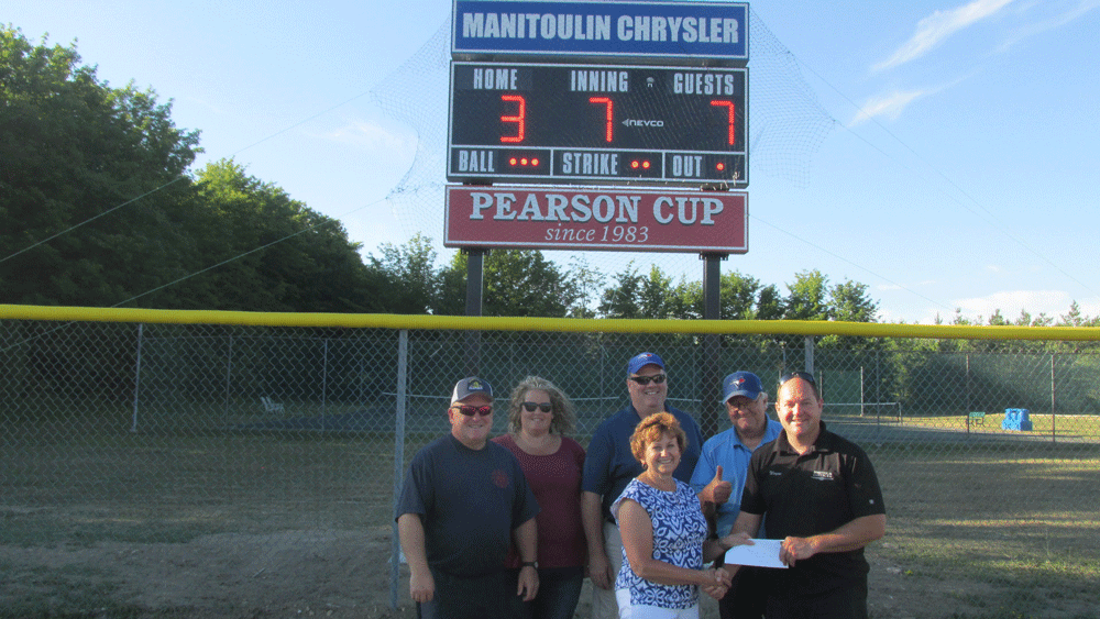 Manitoulin Chrysler and the Pearson Cup team up to supply new scoreboard