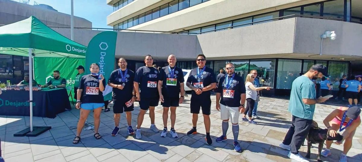 Wikwemikong Tribal Police members compete in Sudbury Rocks Marathon