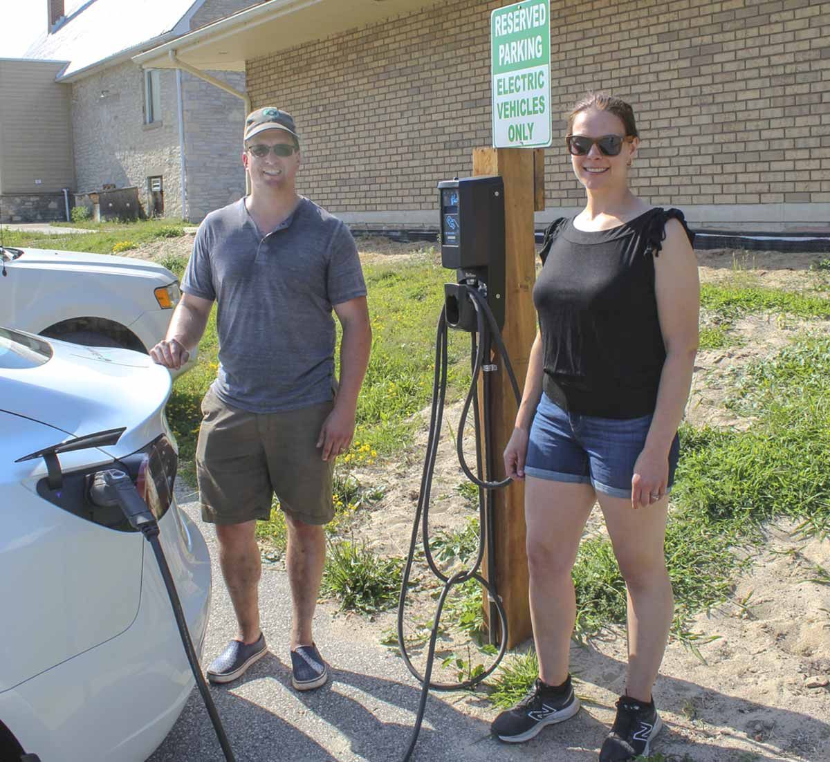 Couple funds electric vehicle charger for downtown Gore Bay