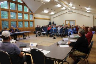 Members of Manitoulin municipalities and 91���˵���s meet in Kagawong to discuss waste management solutions.