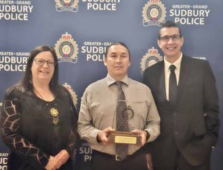 Kina Gbezhgomi Child and Family Services (KGCFS) received a Community Partnership Award from the Greater Sudbury Police Servi