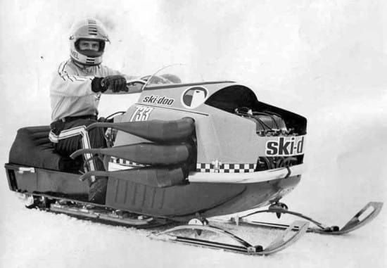 Brad Middleton congratulates snowmobile champion Sabrina Blanchet