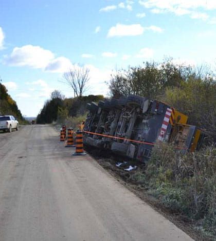 Wind turbine crane overturns on Green Bush Road