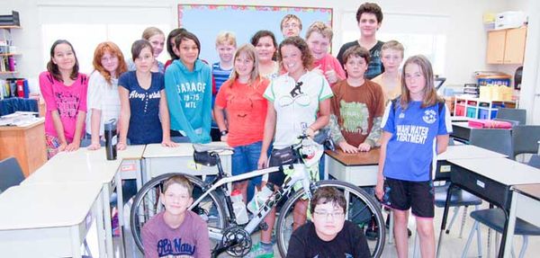 Ride Away Stigma cyclist visits Assiginack Public School classes