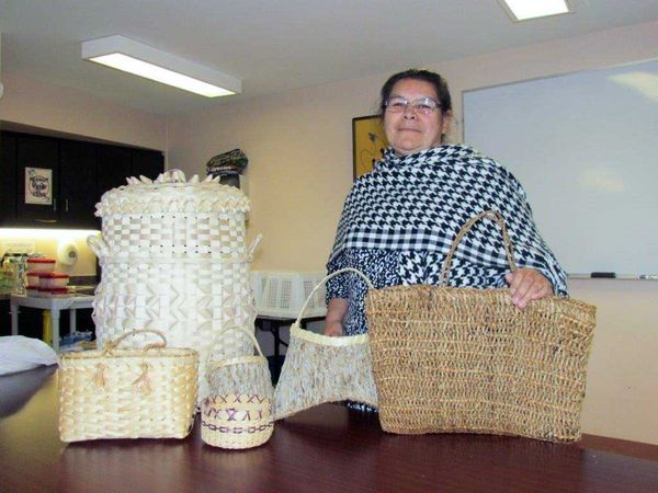 Dora Bebamash keeps basket weaving tradition alive