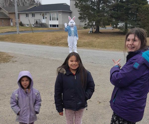Easter Bunny and OPP Constable Ford present message