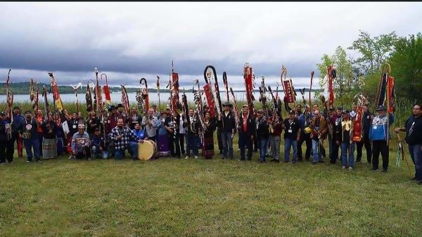 Eagle staffs from across Turtle Island gather in Sheguiandah