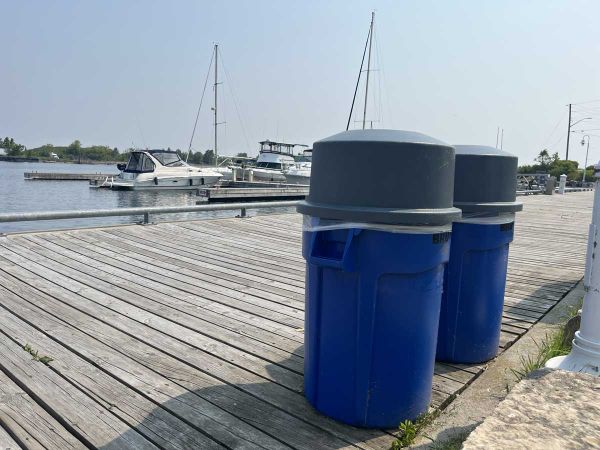 Garbage cans on the waterfront docks in Little Current will be doing heavier duty this summer as the large bins that have bee