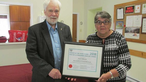 Carol Gilmore presented with Central Manitoulin Senior of the Year award