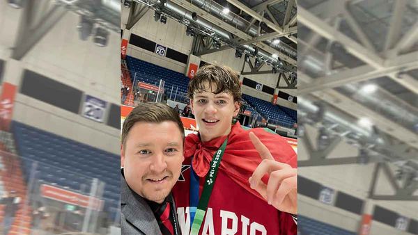 Golden! Dustin Peltier, left, and Jack Nesbitt, who both have strong ties to Manitoulin Island were members of the Team Ontar