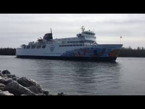 VIDEO: Chi-Cheemaun arrives in South Baymouth sporting her new look