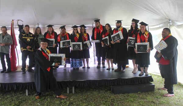 Twelve graduates this year graduated with Anishinaabe Aadziwin Distinction. Throughout the academic year, students in all pro
