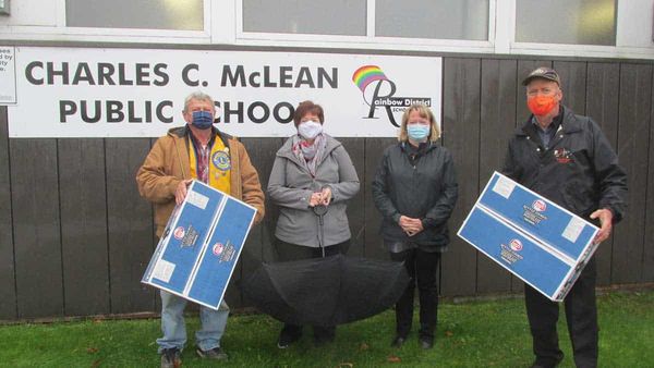 Gore Bay service clubs donate Halloween goodies for students at C.C. McLean P.S.