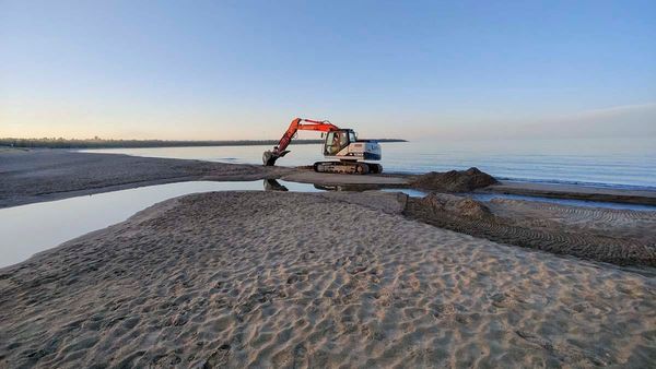 Dredging takes place on Mindemoya River to allow salmon to spawn