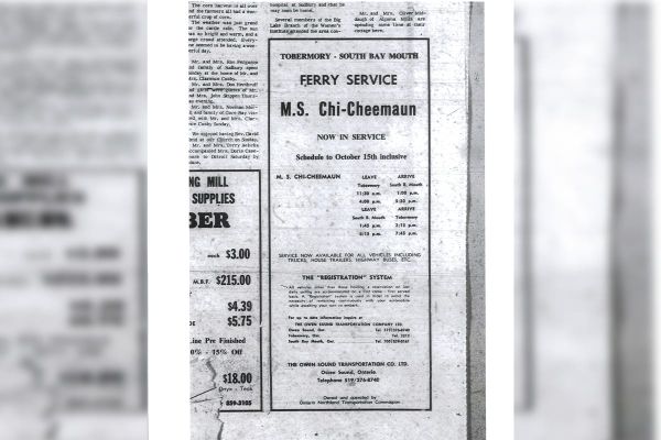 Memories of the first arrival of the Chi-Cheemaun ferry 50 years ago
