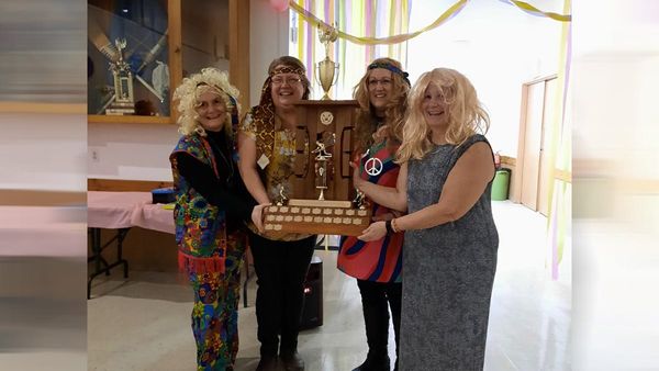 Taking first place in the annual Assiginack Curling Club ladies’ bonspiel was the rink skipped by Sandra Pennie, along with v