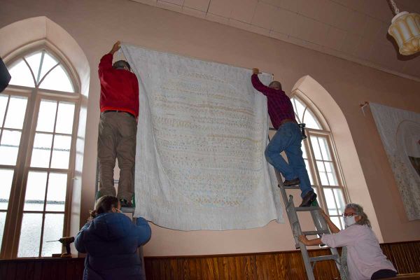 Judy Martin’s community sewing fabric art project back home after four-continent tour