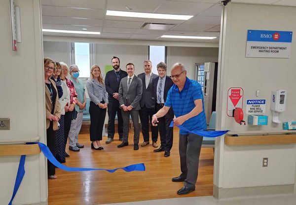 A ribbon cutting ceremony took place at the newly named Bank of Montreal emergency department waiting room in the Mindemoya h