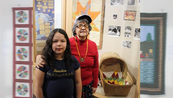 Marion McGregor is shown with her great granddaughter Delia, who was the inspiration for the former to make this beautiful ba