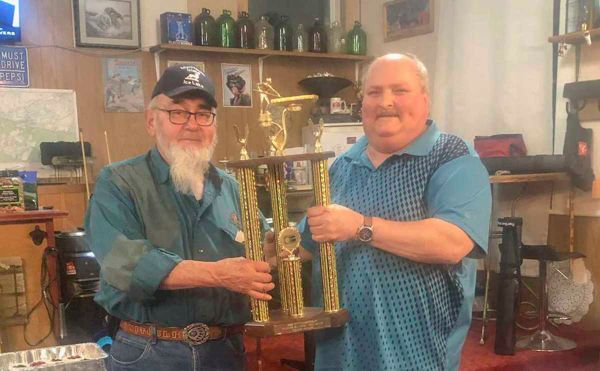 From, left, are Manitoulin Pool League B team winner Jim Emery of Gore Bay and A team winner John Szewczyk of Mindemoya.
