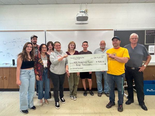 Providence Bay/Spring Bay Lions Club cuts MSS robotics team $9,000 cheque