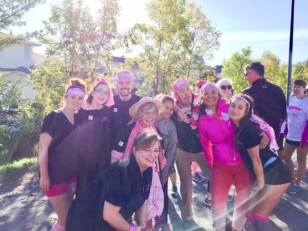 Nine members of the Burns Wharf Theater Players group took part in the CIBC Run for the Cure breast cancer fundraising event