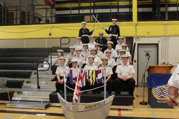 Members of the 348 Manitoulin Royal Canadian Sea Cadet Corps pose for a photograph after the 19th annual ceremonial review. p