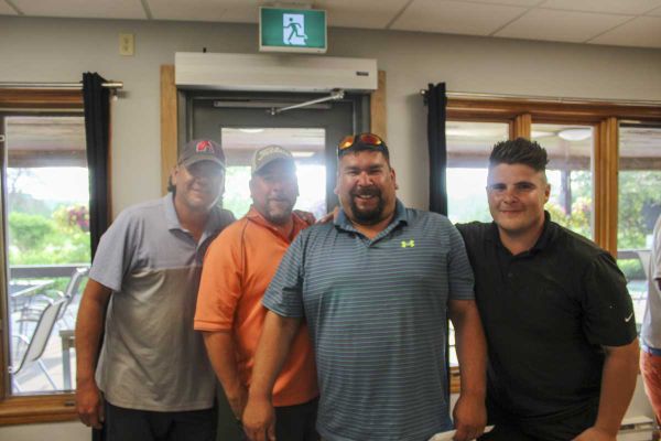 The team made up of Shawn Assinewai, Garrett McCumber, Stan and Trevor Esquimaux (shown in photo) finished in first place at