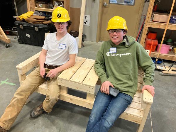 Manitoulin Secondary School students Corbin Best (left) and Kowan Orford finished in third place in the welding category at t