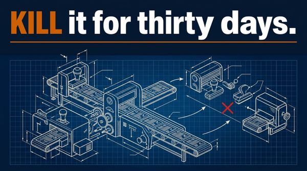 Blueprint schematic of a bureaucratic approval machine with disconnected sections