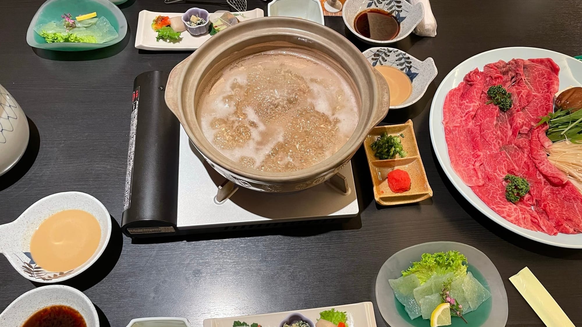 飯店的但馬牛涮涮鍋，味道普通