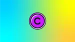 A purple copyright symbol on a gradient background in blues and yellows.