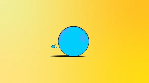 A blue bubble on a gradient background in yellows.